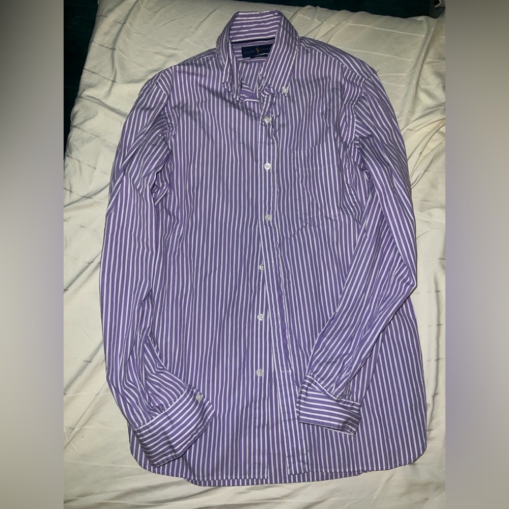 Ralph Lauren striped lilac poplin button down shirt